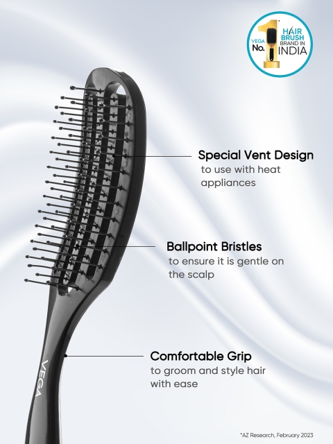 VEGA DTB-02 Vented Detangling Hair Brush - Black 4 VEGA DTB-02 Vented Detangling Hair Brush - Black