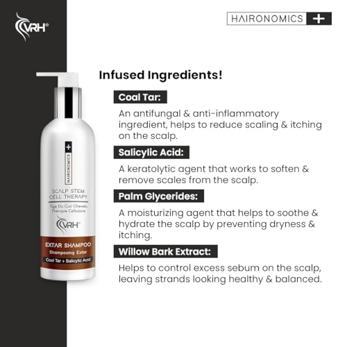 VRH Sclap Extra Shampoo with Coal Tar and 2% Salicylic Acid | Effective for Dandruff Control and Scalp Health | Gentle Cleansing Formula | 100ml 5 VRH Sclap Extra Shampoo with Coal Tar and 2% Salicylic Acid | Effective for Dandruff Control and Scalp Health | Gentle Cleansing Formula | 100ml