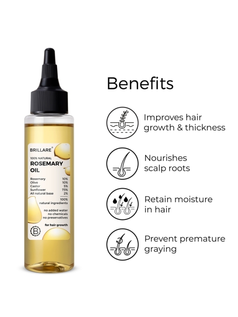BRILLARE Natural Rosemary Hair Oil For Hair Growth - 100ml 4 BRILLARE Natural Rosemary Hair Oil For Hair Growth - 100ml