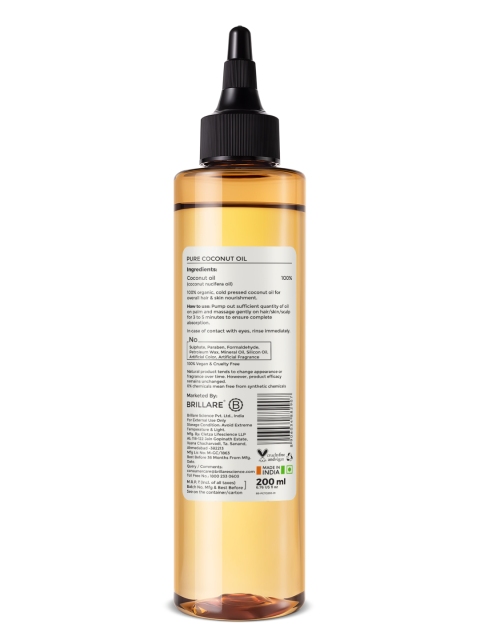 BRILLARE Sustainable Organic & Cold-Pressed Pure Coconut Oil - 200 ml 2 BRILLARE Sustainable Organic & Cold-Pressed Pure Coconut Oil - 200 ml