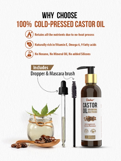 Dabur 100% Natural Cold Pressed Castor Oil To Promote Hair Growth & Shine - 200 ml 3 Dabur 100% Natural Cold Pressed Castor Oil To Promote Hair Growth & Shine - 200 ml