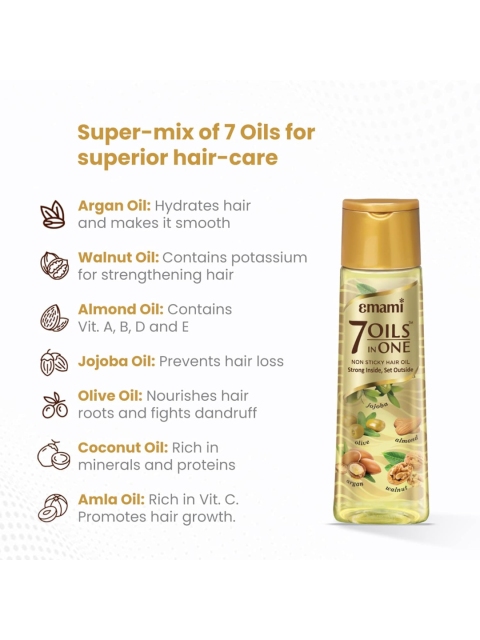 Emami 7 Oils in One Hair Oil to Make Hair 20x Stronger & Manageable - 500ml 4 Emami 7 Oils in One Hair Oil to Make Hair 20x Stronger & Manageable - 500ml