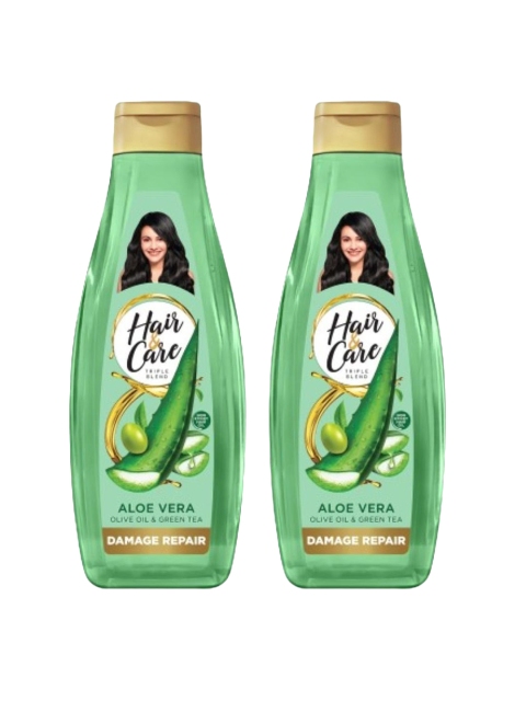 Hair & Care Pack of 2 Aloe Vera, Olive Oil & Green Tea Damage Repair Hair Oil - 300ml Each