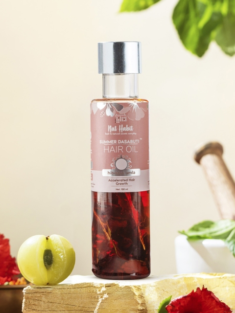 Nat Habit Hibiscus Amla Summer Dasabuti Hair Oil for Hair Growth & Fall Control - 100ml