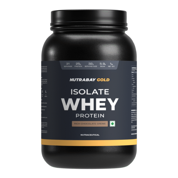 Nutrabay Gold 100% Whey Protein Isolate - 1 Kg (2.2 Lb), Rich Chocolate Creme