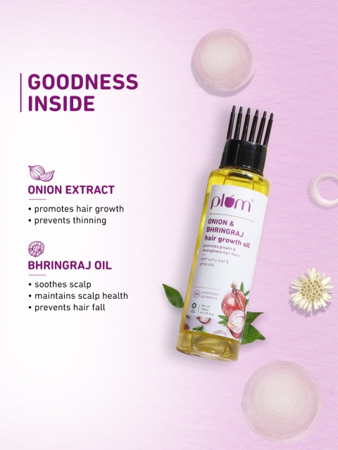 Plum Pink Onion and Bhringraj Hair Growth Oil with Curry Leaves and Amla Oil for all hair types-100 ml 4 Plum Pink Onion and Bhringraj Hair Growth Oil with Curry Leaves and Amla Oil for all hair types-100 ml