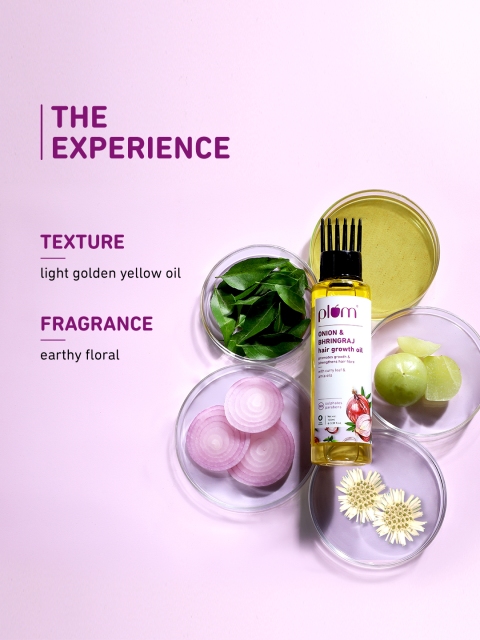 Plum Pink Onion and Bhringraj Hair Growth Oil with Curry Leaves and Amla Oil for all hair types-100 ml 5 Plum Pink Onion and Bhringraj Hair Growth Oil with Curry Leaves and Amla Oil for all hair types-100 ml