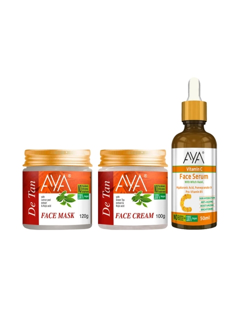 AYA Set Of 3 Vitamin C Face Serum-50ml De-Tan Face Mask -120gm & De-Tan Face Scrub-100gm