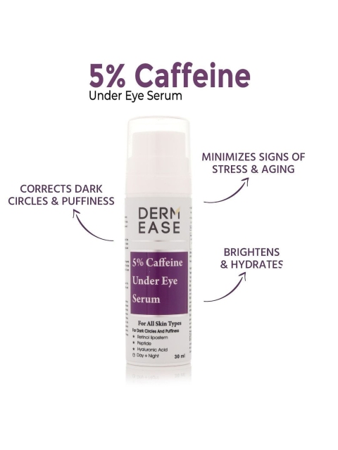 DERMEASE 5% Caffeine Under Eye Serum with Peptide for Dark Circles & Puffiness - 30 ml 5 DERMEASE 5% Caffeine Under Eye Serum with Peptide for Dark Circles & Puffiness - 30 ml