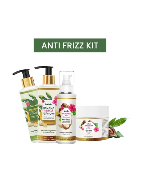 INDALO Banana Shampoo & Conditioner with Macadamia Nuts Anti-Frizz Hair Serum & Mask
