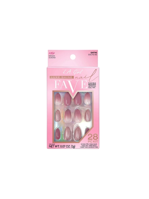 L.A.Girl Luxe Shine Nail Fave Artificial Nail Tips-Excite Me -28 Pc Kit