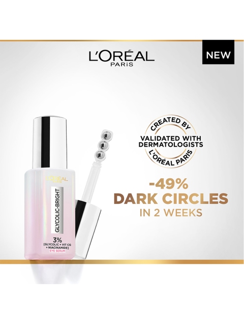 LOreal Paris Glycolic Bright Dark Circle Eye Serum with Glycolic, Niacinamide & Vitamin CG 3 LOreal Paris Glycolic Bright Dark Circle Eye Serum with Glycolic, Niacinamide & Vitamin CG
