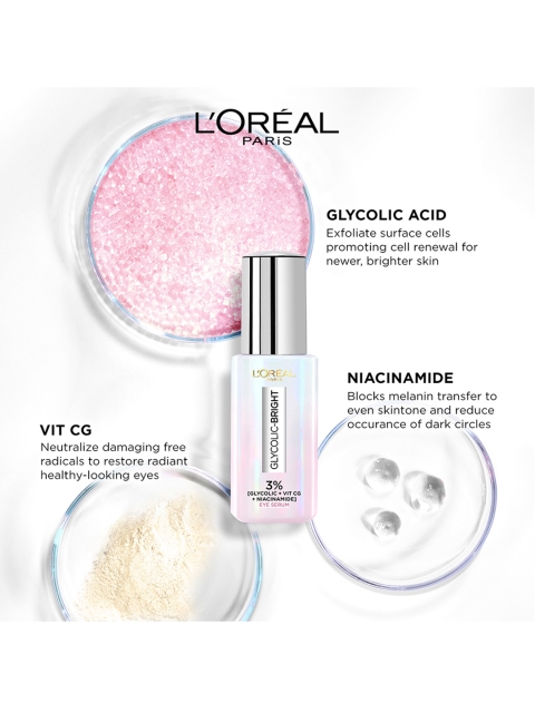 LOreal Paris Glycolic Bright Dark Circle Eye Serum with Glycolic, Niacinamide & Vitamin CG 5 LOreal Paris Glycolic Bright Dark Circle Eye Serum with Glycolic, Niacinamide & Vitamin CG