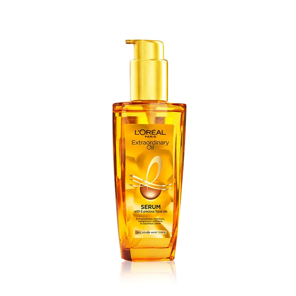 L'Oreal Paris Serum, Protection and Shine, For Dry, Flyaway & Frizzy Hair, With 6 Rare Flower Oils, Extraordinary Oil, 100ml 1 L'Oreal Paris Serum, Protection and Shine, For Dry, Flyaway & Frizzy Hair, With 6 Rare Flower Oils, Extraordinary Oil, 100ml