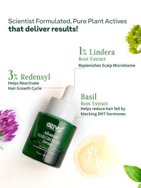 OZiva Advanced Hair Growth Serum With 3% Redensyl & 1% Lindera Root Extract - 30ml 4 OZiva Advanced Hair Growth Serum With 3% Redensyl & 1% Lindera Root Extract - 30ml