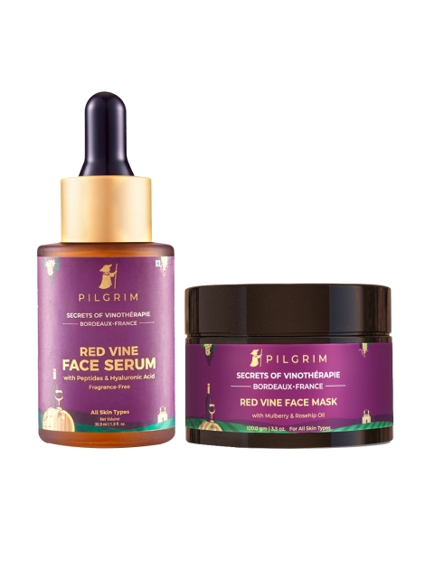 Pilgrim Set Of 2 Magenta Powerful Anti-ageing Face Serum & Face Mask 130ml