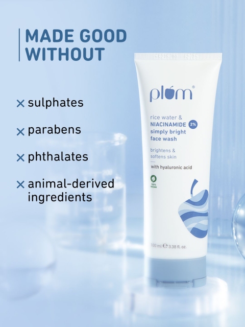 Plum Simply Bright 2% Niacinamide Face Wash With Rice Water-100ml 2 Plum Simply Bright 2% Niacinamide Face Wash With Rice Water-100ml