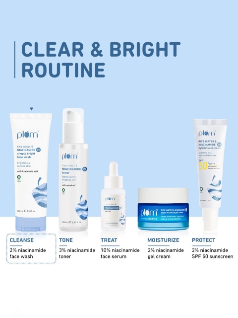 Plum Simply Bright 2% Niacinamide Face Wash With Rice Water-100ml 3 Plum Simply Bright 2% Niacinamide Face Wash With Rice Water-100ml