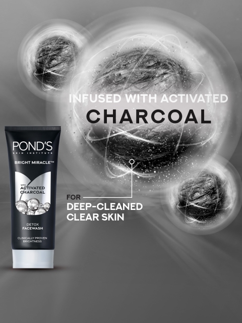 Ponds Bright Miracle Detox Facewash with 10X Power of Charcoal, 200gm 3 Ponds Bright Miracle Detox Facewash with 10X Power of Charcoal, 200gm