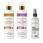 SEVAEN Set of Keratin Shampoo 250 ml - Keratin Conditioner 250 ml - Hair Serum 50 ml