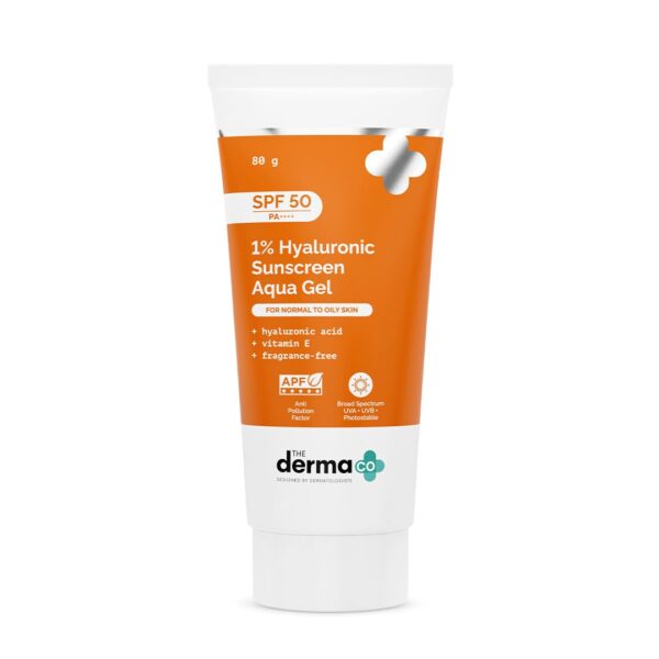 The Derma Co 1% Hyaluronic Sunscreen Aqua Gel SPF 50 PA++++ I For Oily, Dry, Acne-prone Skin | Ultra Lightweight Texture I Non-Greasy, No White Cast | Broad Spectrum Protection...