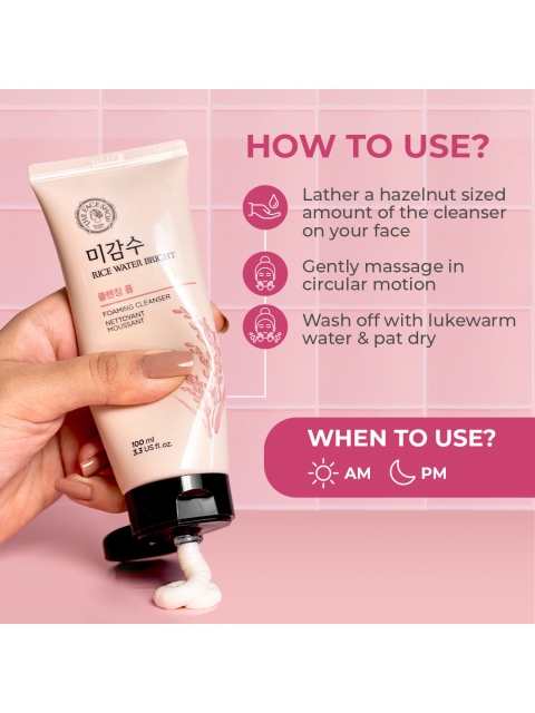 The Face Shop Rice Water Bright Foaming Cleanser Face Wash For Glowing Skin - 100ml 5 The Face Shop Rice Water Bright Foaming Cleanser Face Wash For Glowing Skin - 100ml