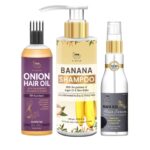 TNW the natural wash Onion Hair Oil With Blackseed Hair Serum & Banana Shampoo