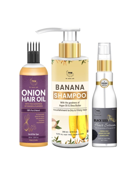 TNW the natural wash Onion Hair Oil With Blackseed Hair Serum & Banana Shampoo