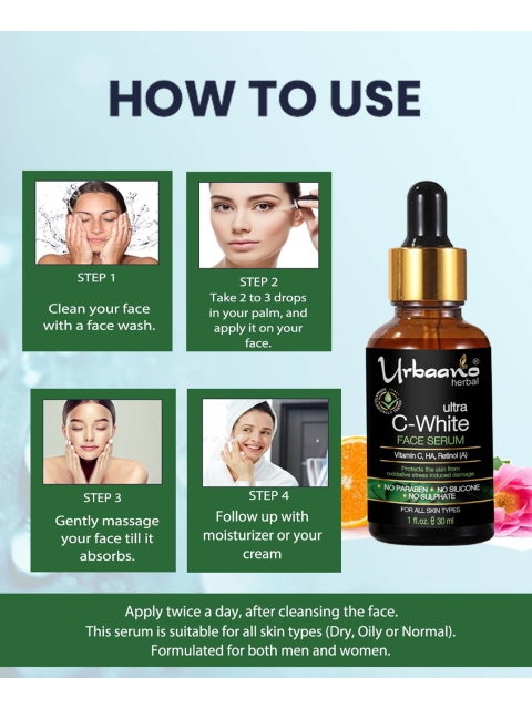 Urbaano Herbal Vitamin C Cream & Face Serum Skin Care Gift Set 3 Urbaano Herbal Vitamin C Cream & Face Serum Skin Care Gift Set
