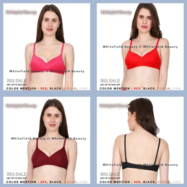4 Pcs Set Combo Bra For Girls Non Paded Super Quality