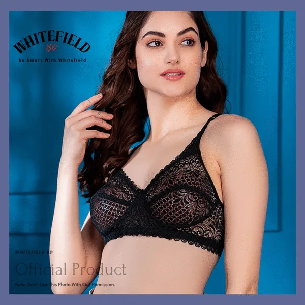 Fancy Lace Bridal Double Layered Non Padded & Non-Wired Seamed Medium Coverage Bra Ful Net Premium Bra