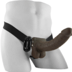 Fetish Fantasy Vibrating 9 Inch Hollow Strap-On in Brown