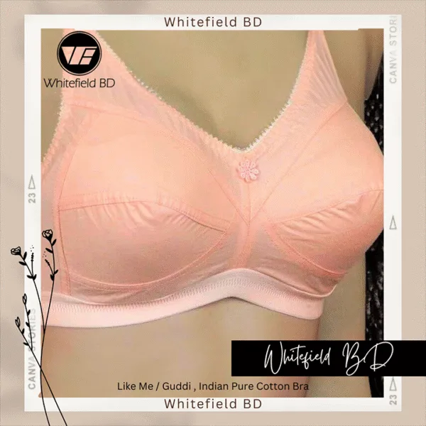 Guddi Bra Pure Chikan Pure Cotton Non-Padded Non-Wired Full Coverage Bra Guddi Bra For Girls Women