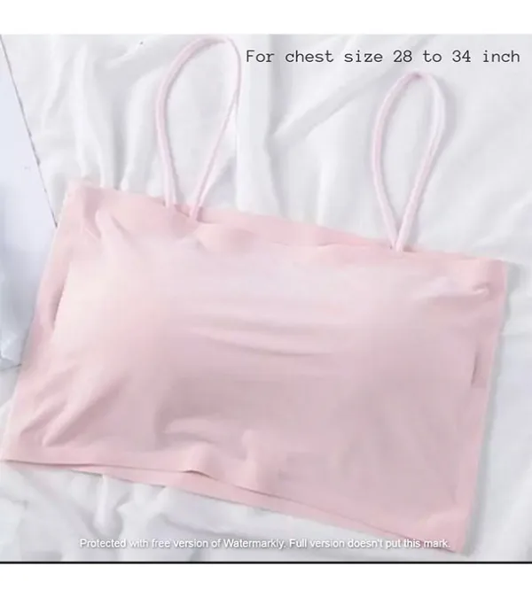 Ice Silk Strap Padded Body Shape Bra For Women Pink