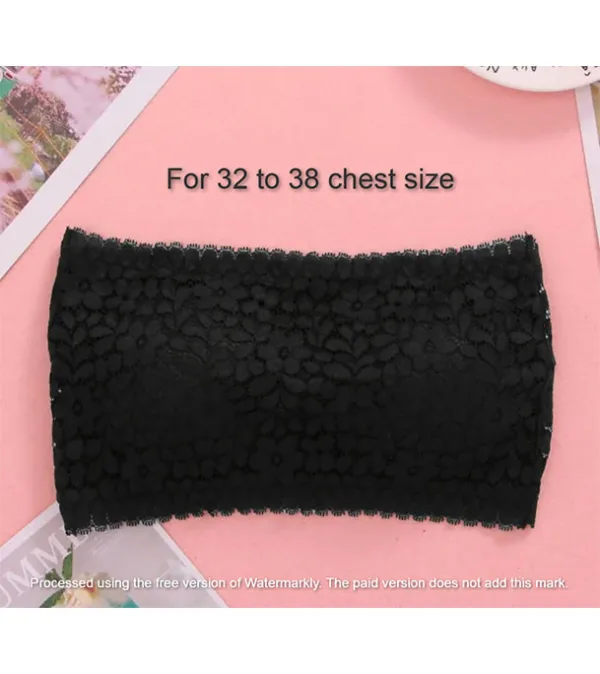Imported Padded Push Up Lace Tube Strapless Bra For Women - One Piece Black