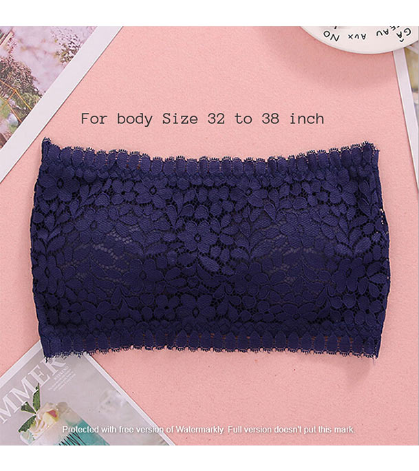 Imported Padded Push Up Lace Tube Strapless Bra For Women - One Piece Blue 1 Imported Padded Push Up Lace Tube Strapless Bra For Women - One Piece Blue