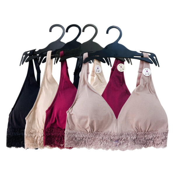 Ladies Cotton Stretch Lace Padded Triangle Bra