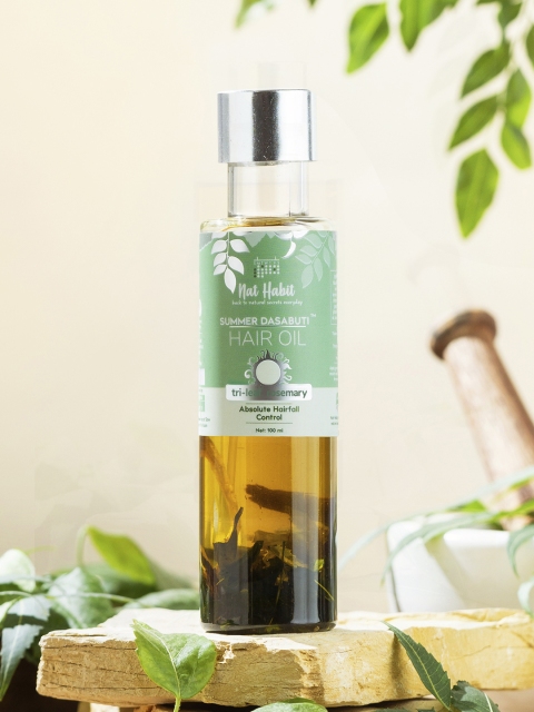 Nat Habit Tri-Leaf Summer Dasabuti Hair Oil - Hair Fall Control & Ayurvedic Herbal - 100ml