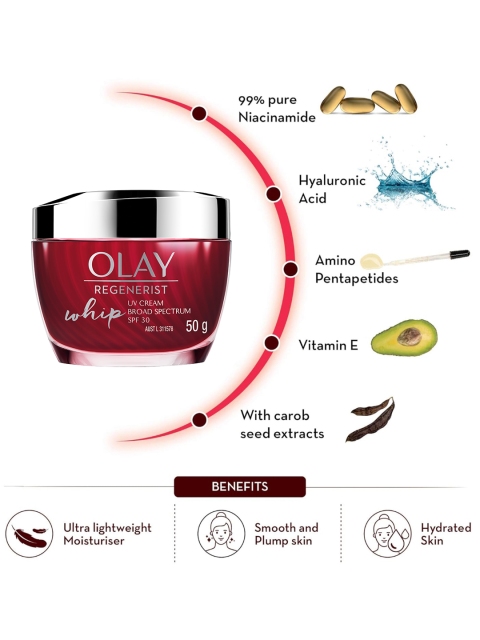 Olay Regenerist Ultra Lightweight Whip Cream SPF30 with Hyaluronic Acid & Niacinamide-50ml 4 Olay Regenerist Ultra Lightweight Whip Cream SPF30 with Hyaluronic Acid & Niacinamide-50ml