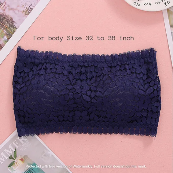 Padded Push Up Lace Tube Strapless Bra For Women Free Size bra (One Piece) Blue