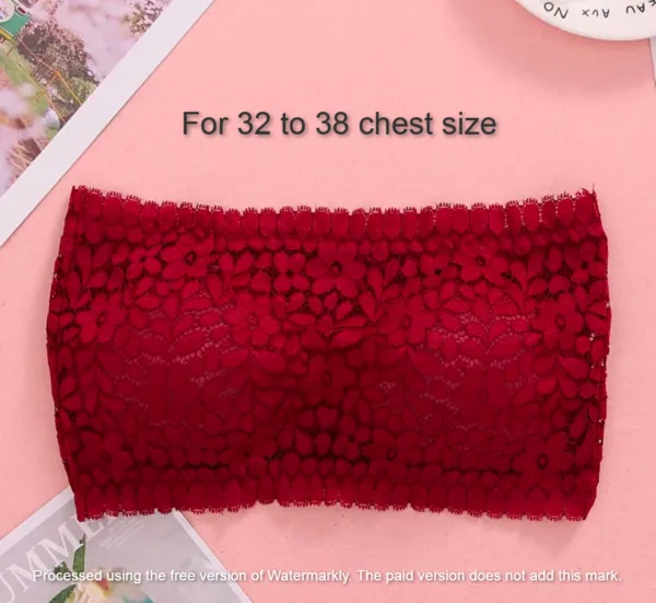 Padded Push Up Lace Tube Strapless Bra For Women Free Size bra (One Piece) Red