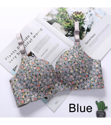 Premium Floral Push Up Seamless Printed Bra for Women - Bra Blue 2 Premium Floral Push Up Seamless Printed Bra for Women - Bra Blue