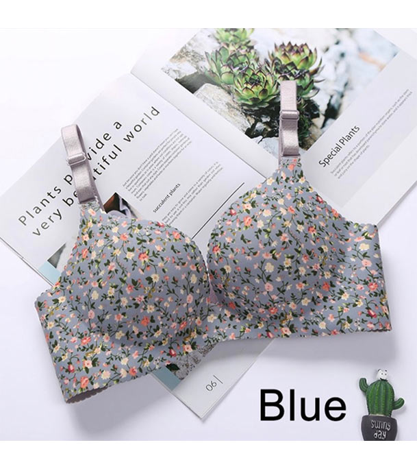 Premium Floral Push Up Seamless Printed Bra for Women - Bra Blue 1 Premium Floral Push Up Seamless Printed Bra for Women - Bra Blue