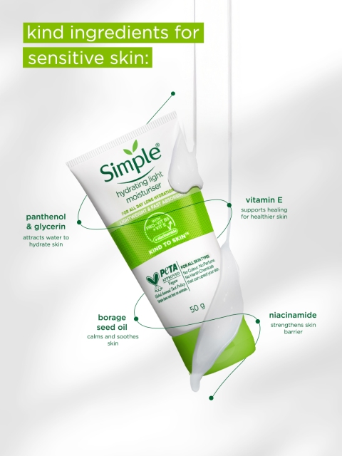 Simple Hydrating Light Moisturiser with Pro-Vitamin B5 & E for 12Hr Hydration - 50 ml 5 Simple Hydrating Light Moisturiser with Pro-Vitamin B5 & E for 12Hr Hydration - 50 ml