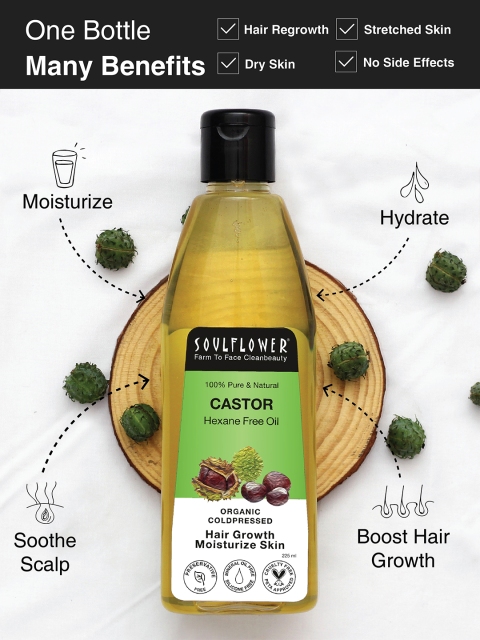 Soulflower Cold Pressed 100% Pure Castor Oil for Hair and Skin 225ml 5 Soulflower Cold Pressed 100% Pure Castor Oil for Hair and Skin 225ml