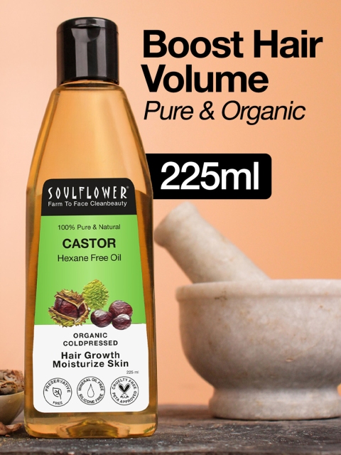 Soulflower Cold Pressed 100% Pure Castor Oil for Hair and Skin 225ml