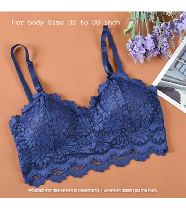 Stylish Comfortable Lace Padded Bra for Women Blue