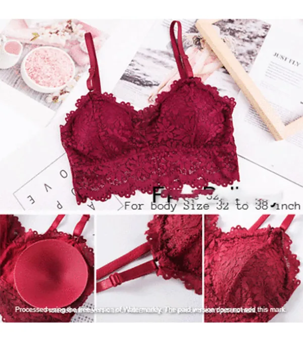 Stylish Comfortable Lace Padded Bra for Women Maroon