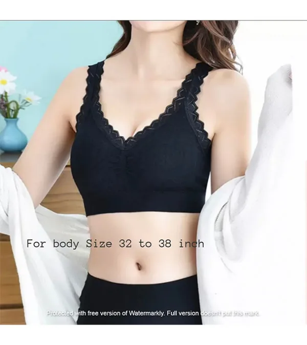 Stylish Soft Comfortable Lace Padded Bra for Women Black
