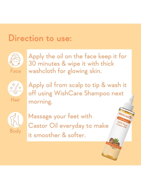 WishCare Coldpressed Castor Oil for Hair & Skin 200 ml 6 WishCare Coldpressed Castor Oil for Hair & Skin 200 ml